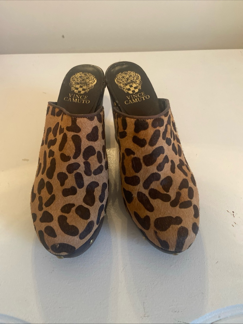 Vince Camuto Leopard-Print Slip-On Mules - Tan & Dark Brown